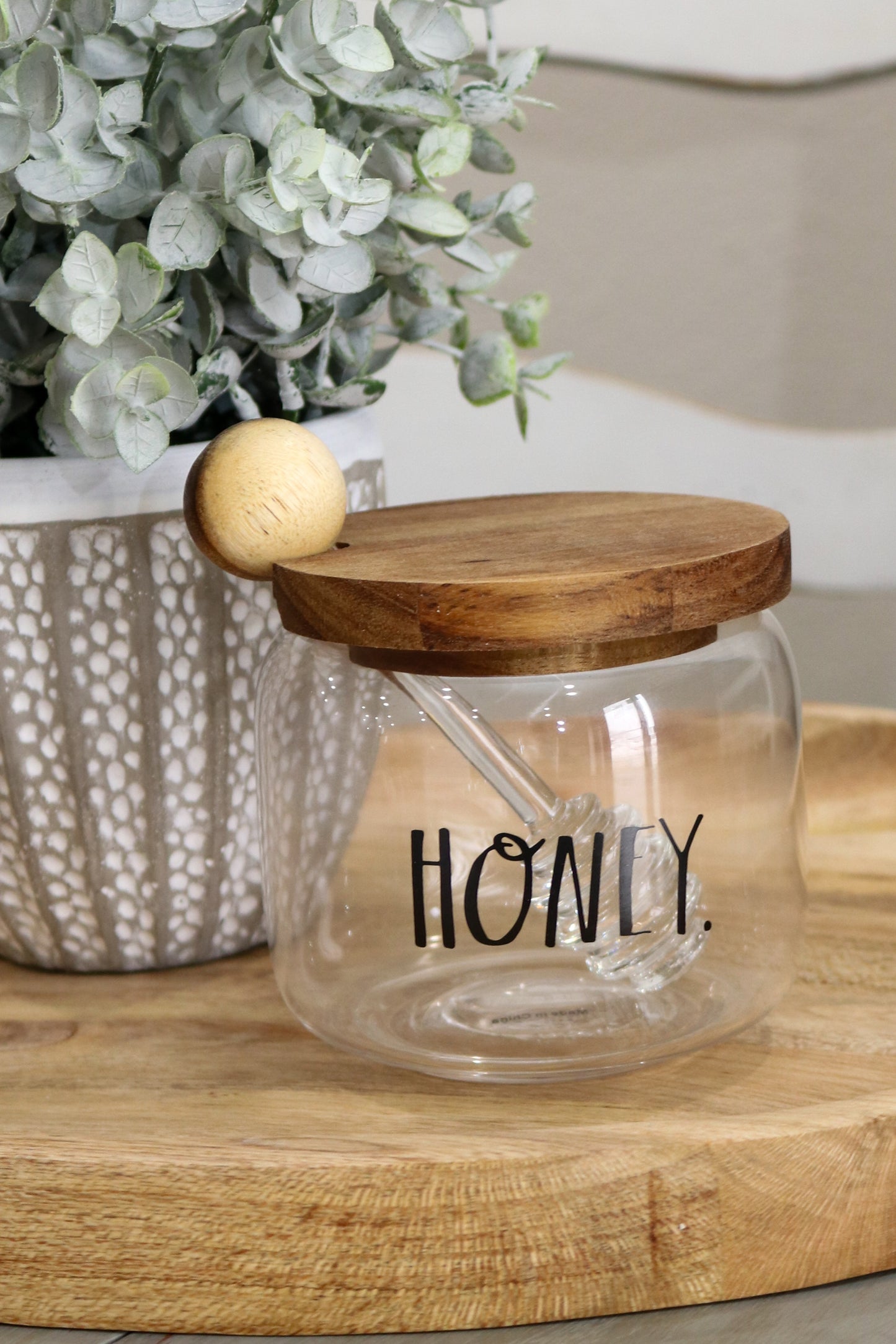 Rae Dunn Glass Honey Pot