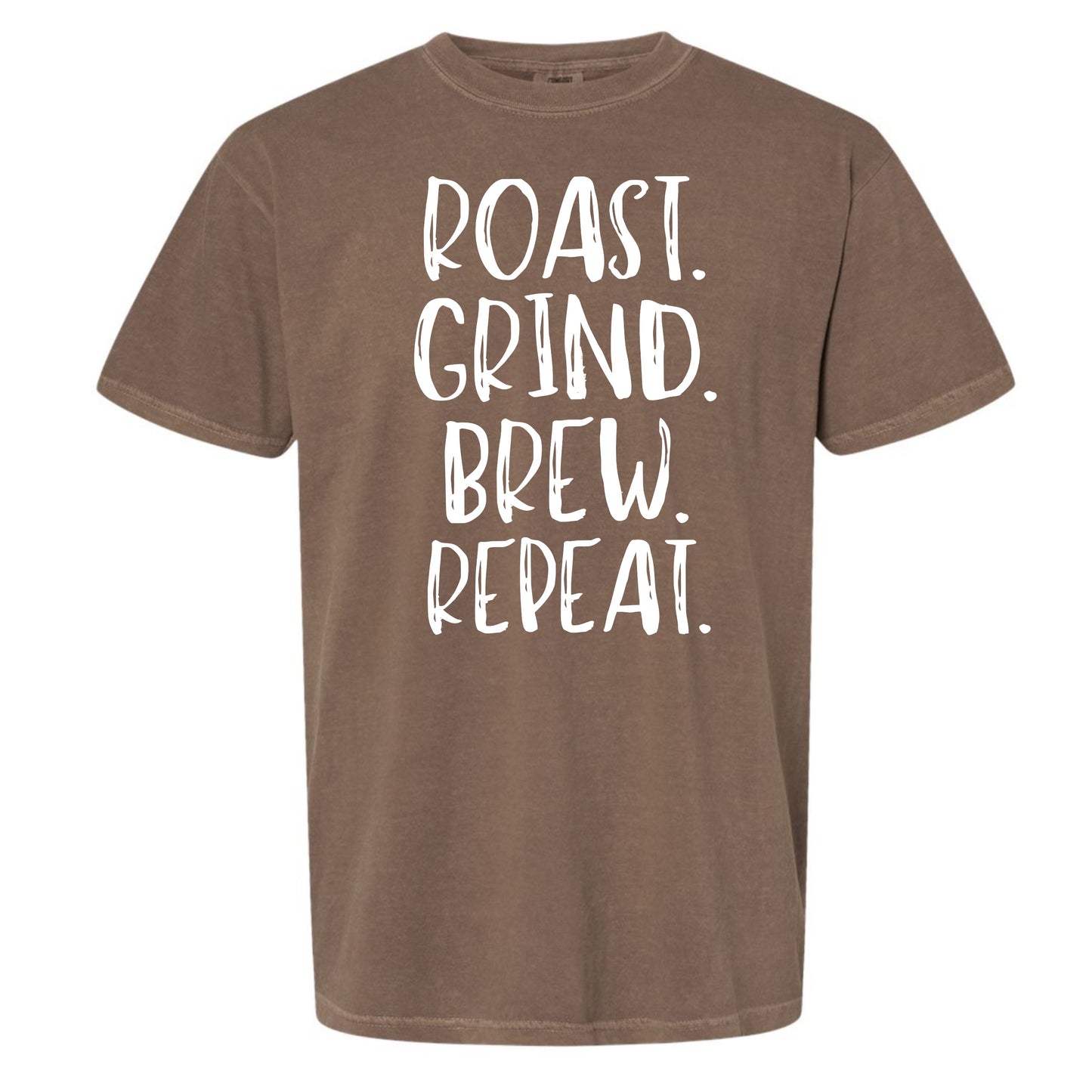 Roast Grind Brew Repeat Comfort Colors Graphic Tee