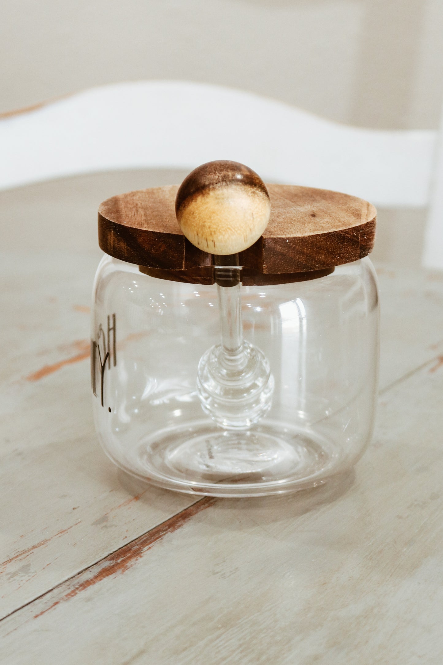 Rae Dunn Glass Honey Pot