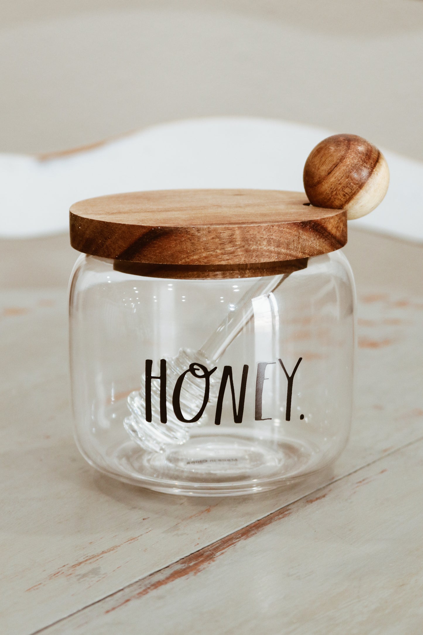 Rae Dunn Glass Honey Pot