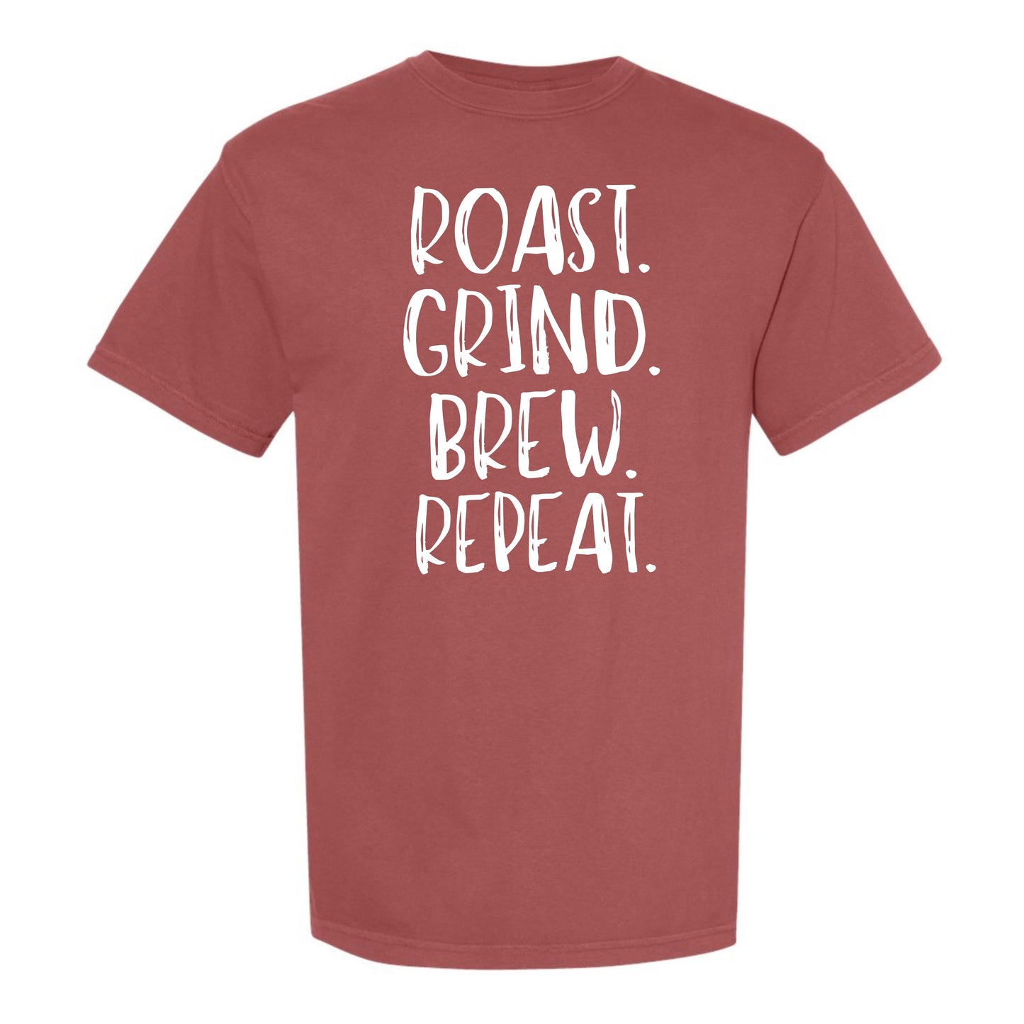 Roast Grind Brew Repeat Comfort Colors Graphic Tee