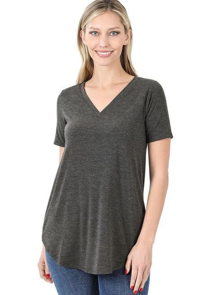 Charcoal Relaxed V-Neck