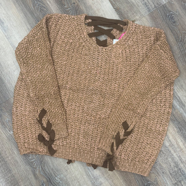 Lace Up Cable Sweater