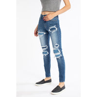 Mid Rise Patched Skinny